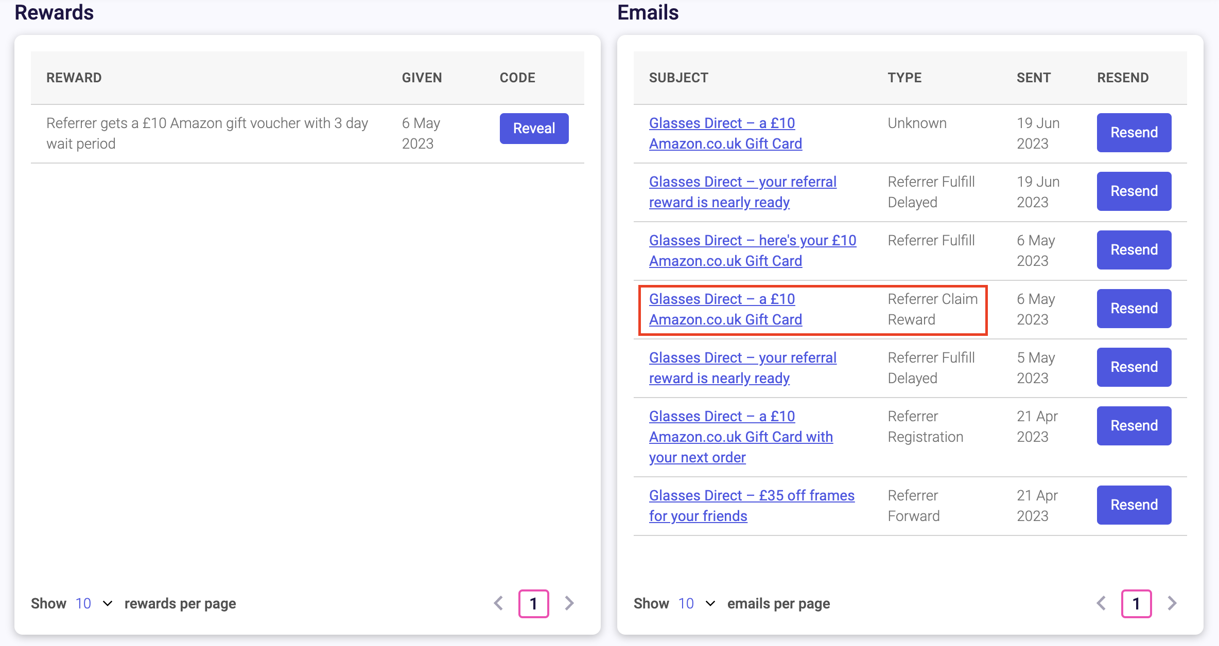 Image showing how to identify the Claim Reward email