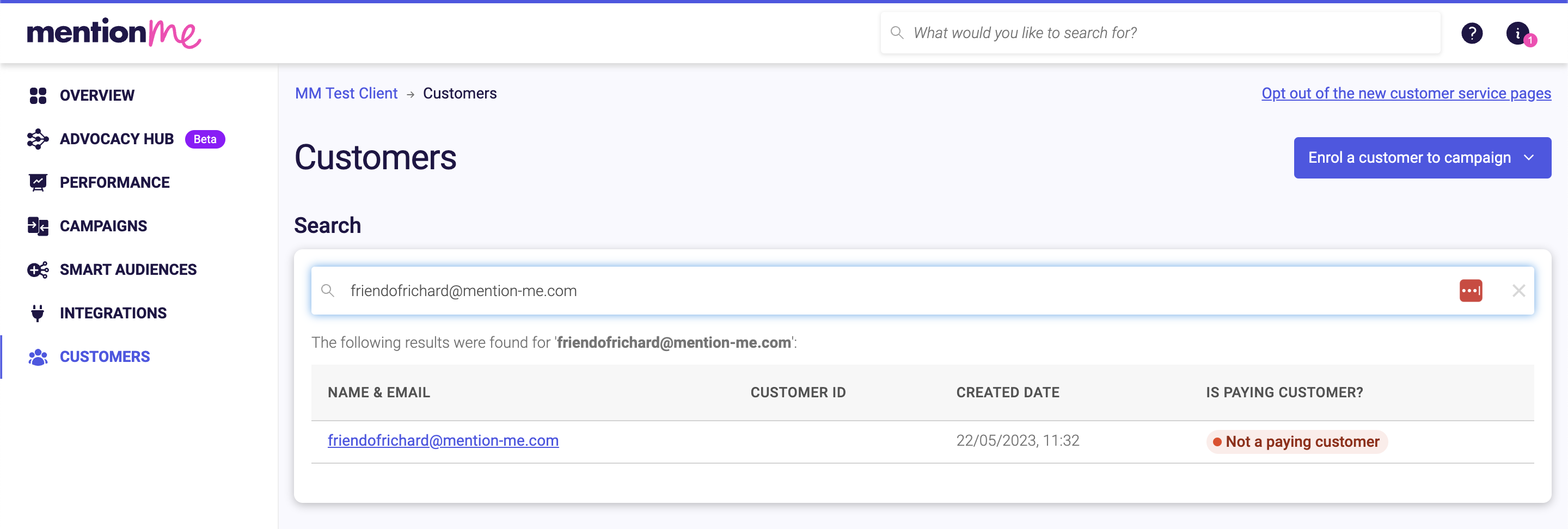Image showing an example of a customer's account