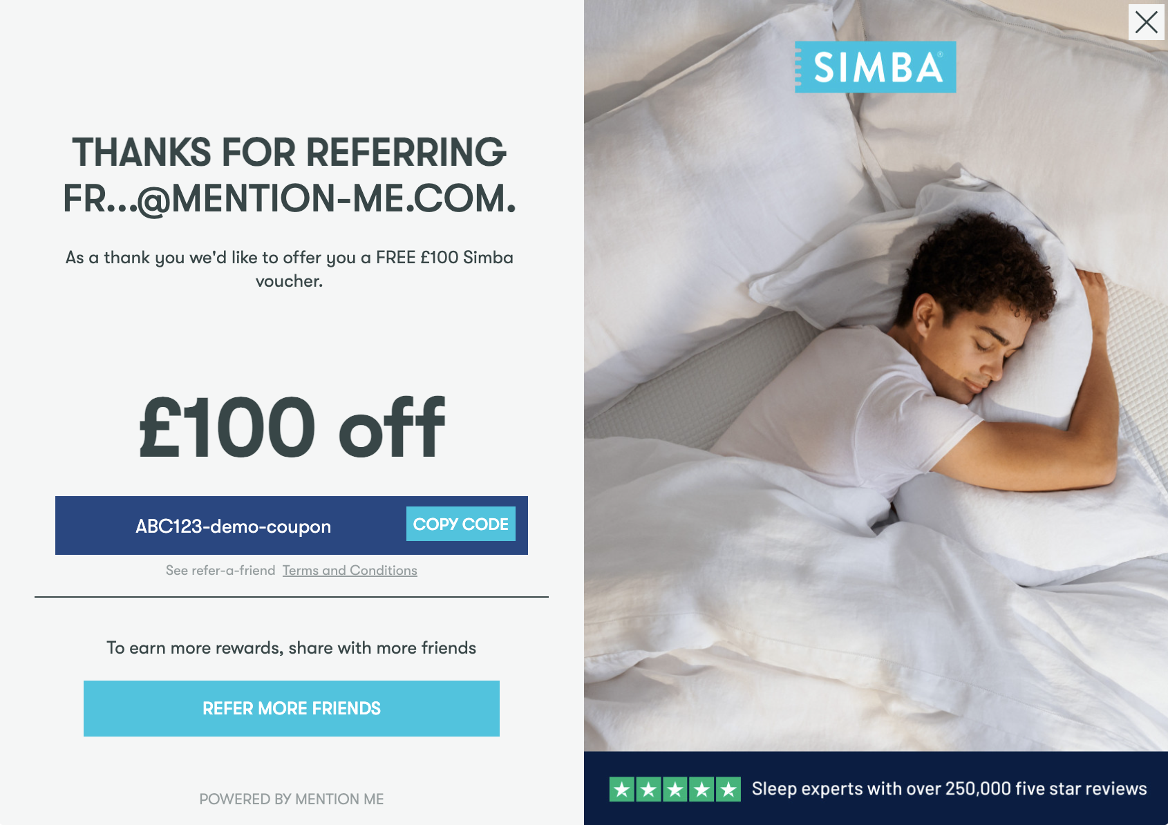 Image showing example of a successful reward being issued