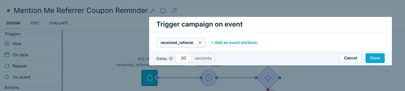 Configuring event trigger for reminder email scenario