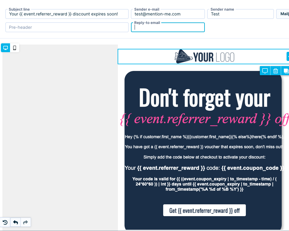 Rendered preview of reminder 2 coupon email
