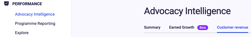 Navigate to Customer Revenue in Advocacy Intelligence section