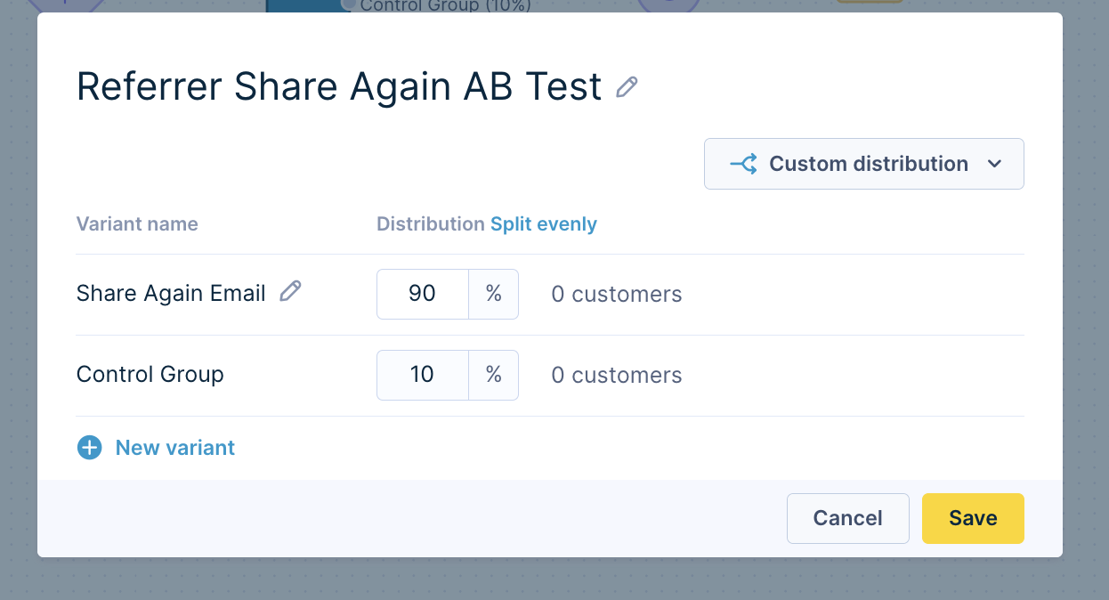 A/B testing node in workflow