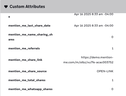 Customer profile attributes example