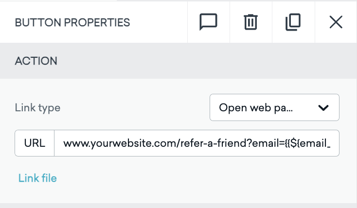 Completed personalized CTA URL in Braze