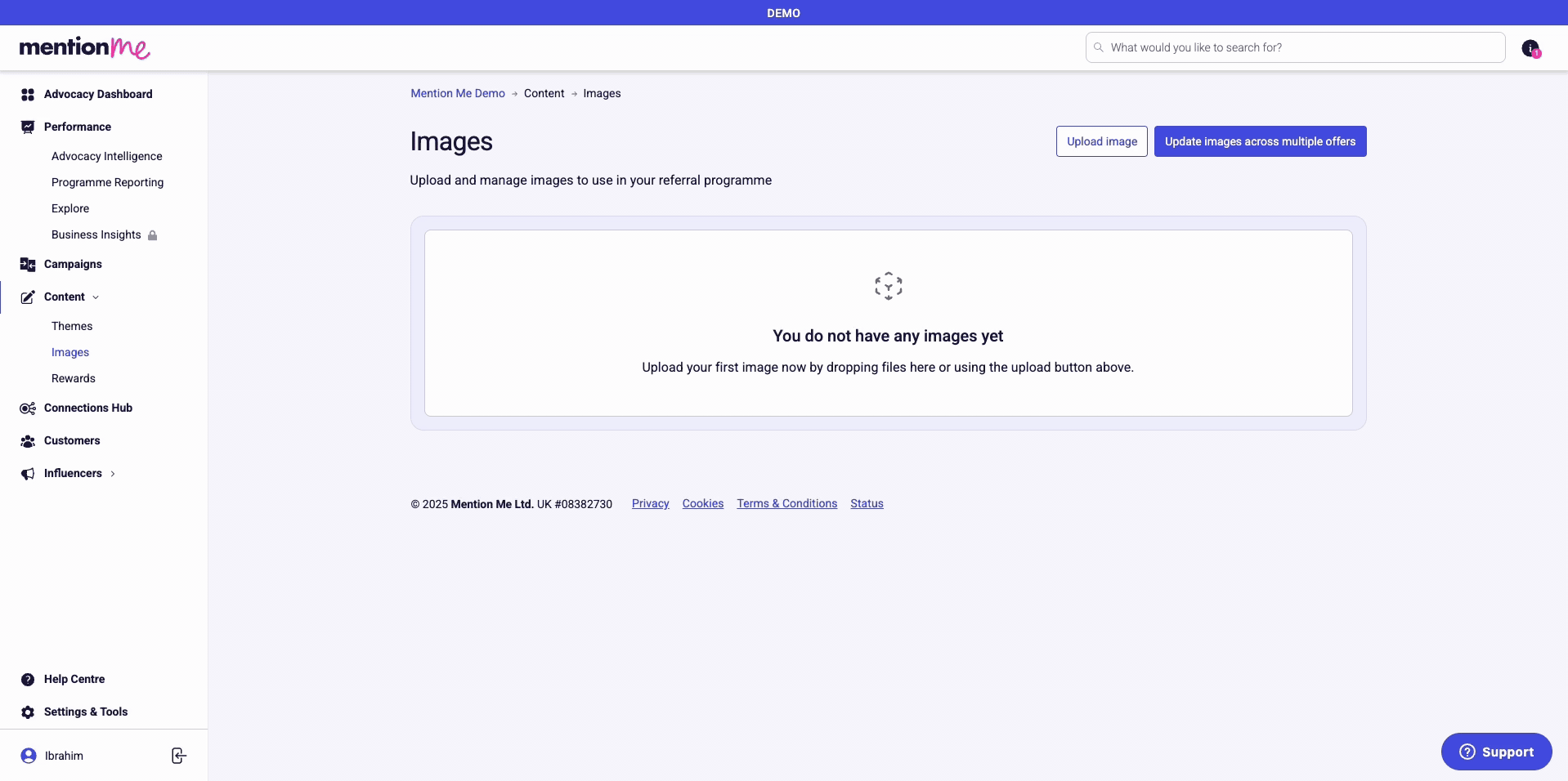 The cursor is selecting the upload button in the image library and selecting an image from the device