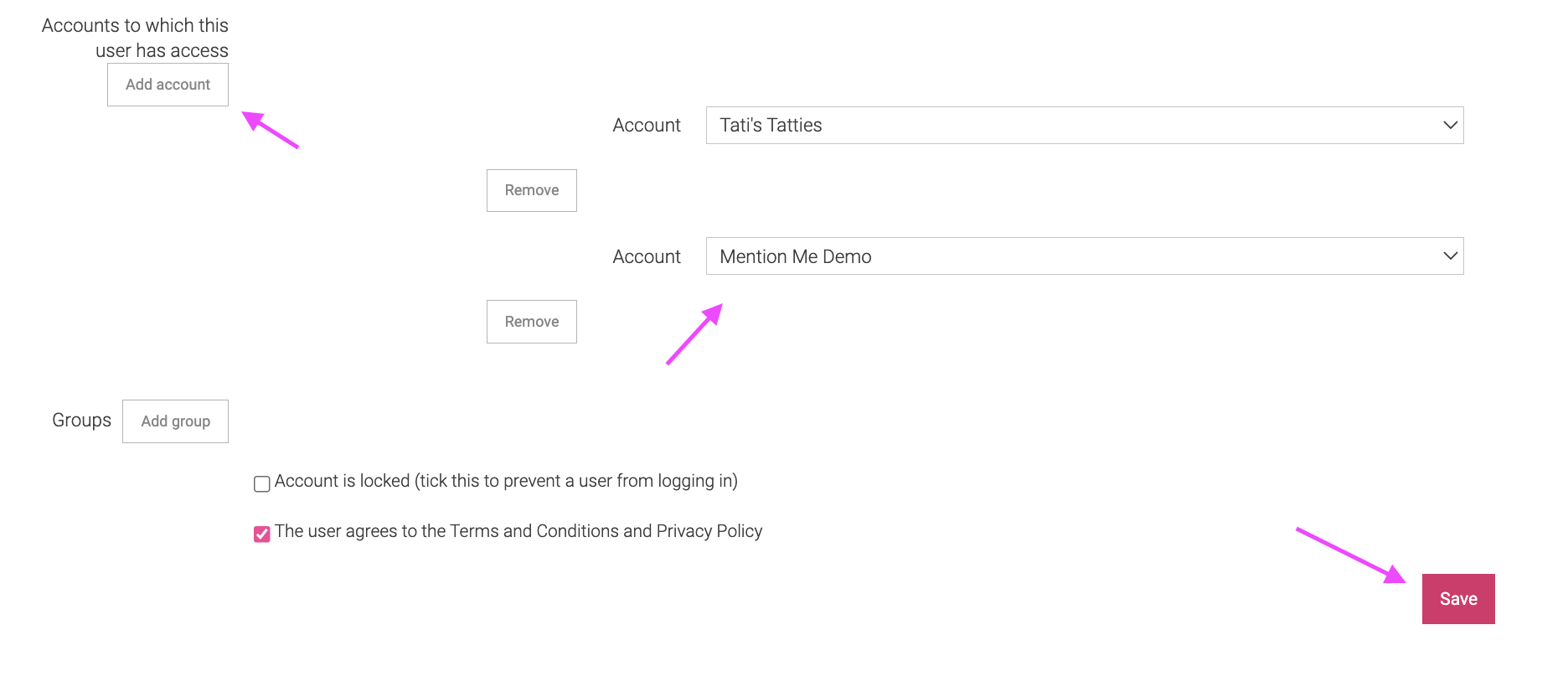 Image showing how to add user to an additional account