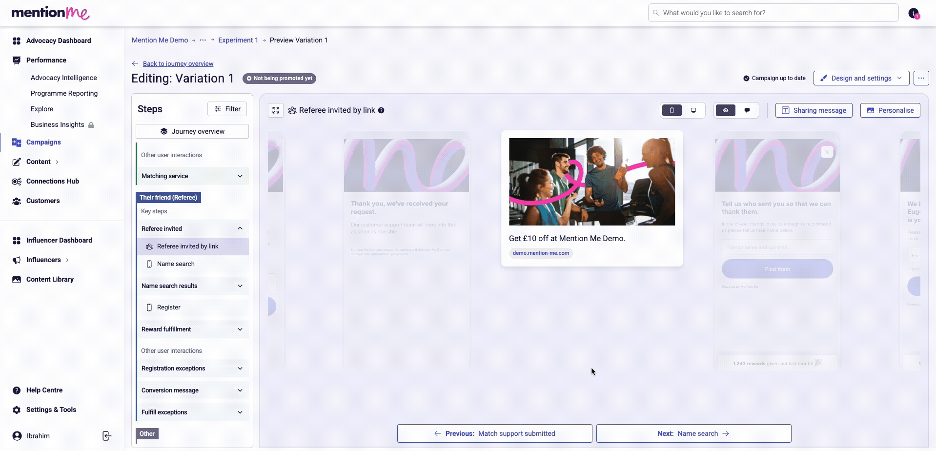 The user is editing the share title copy in the share copy tab
