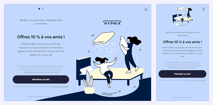 The referrer offer screen on mobile and desktop with socially imagery