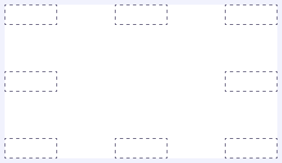 A desktop screen showing the different places the corner peel can go including left, right and middle across both of the horizontal and vertical axis.