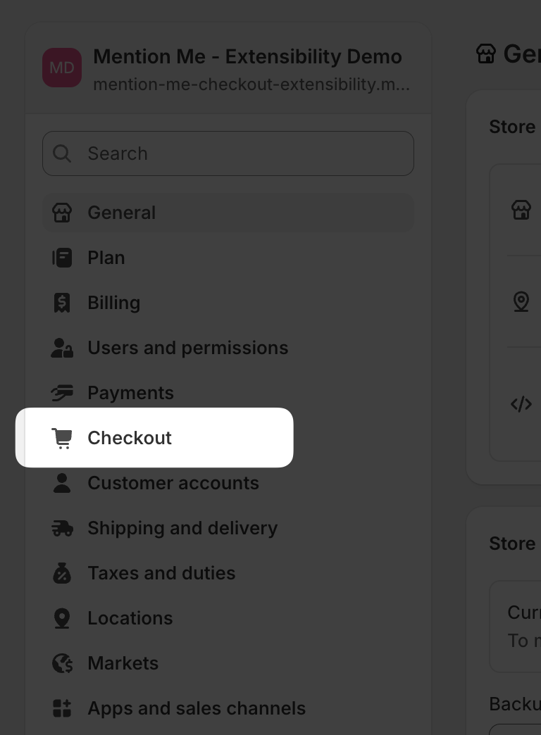Shopify Checkout settings