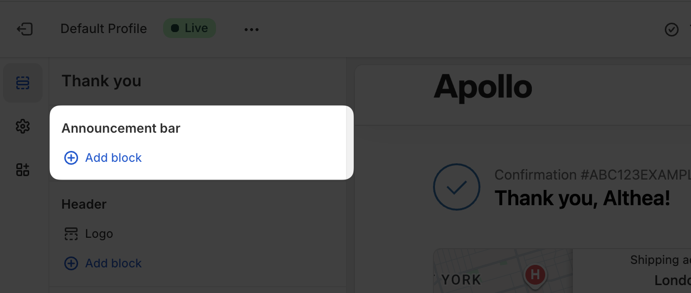 Add Announcement Block in Checkout thank you page