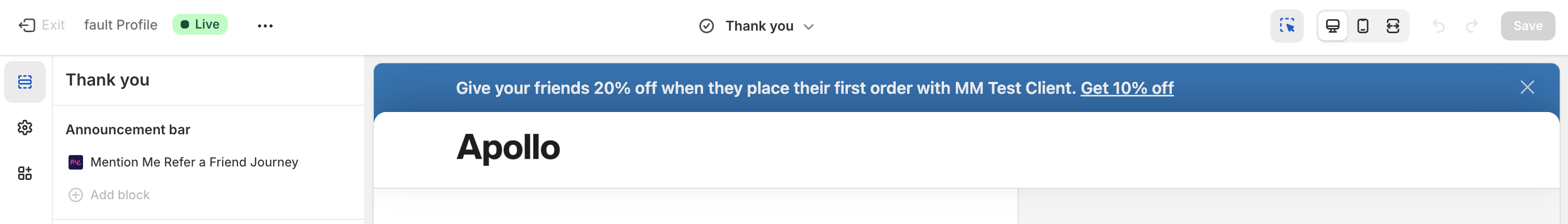 Example of announcement banner in Shopify Checkout