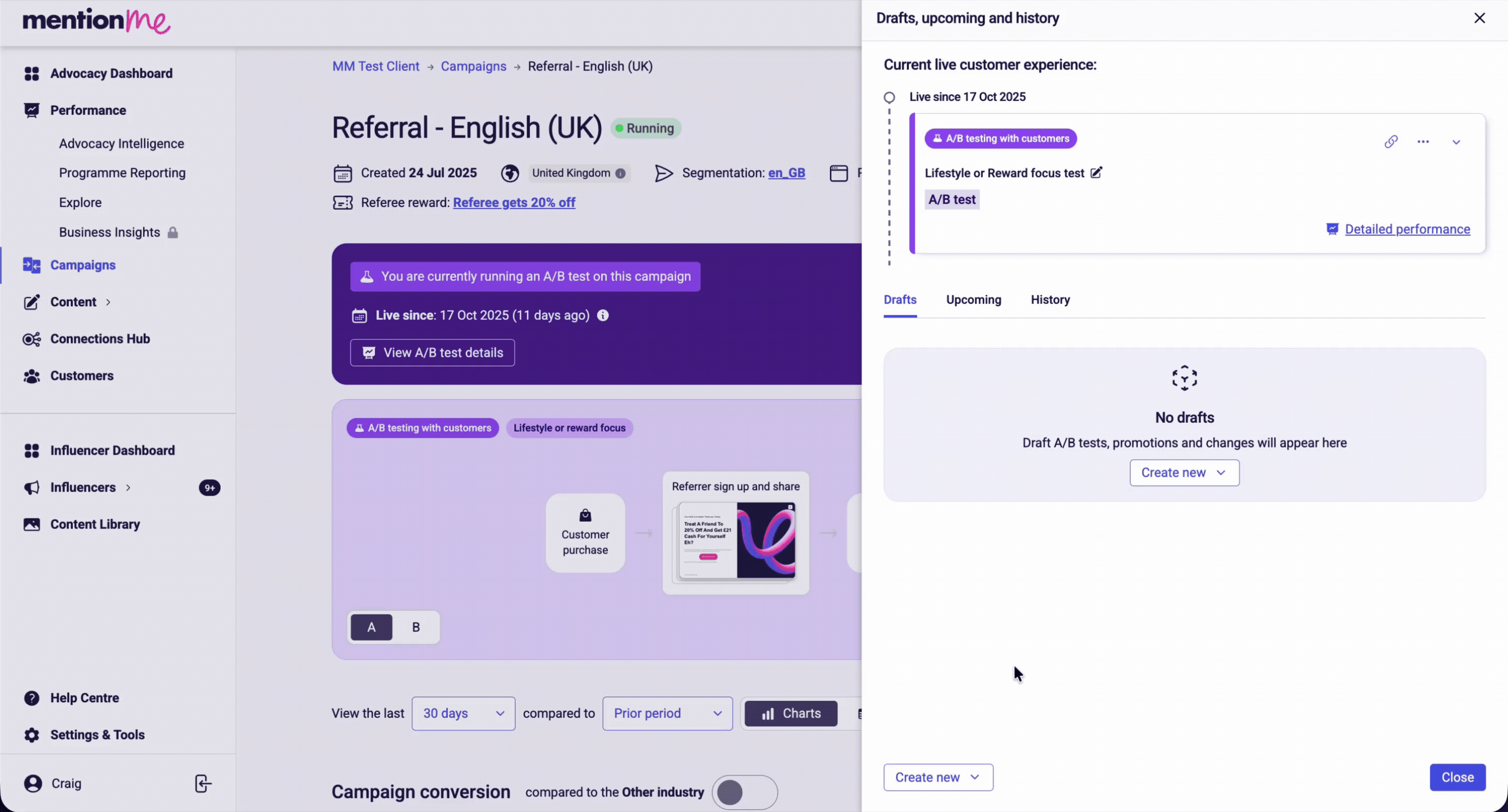 New campaign single experience reward setup screen.