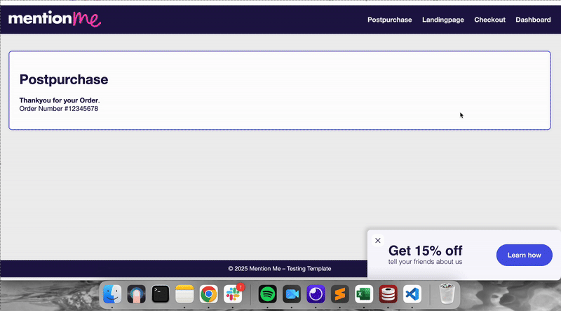 Referral dashboard embedded on My Account page with DEMO tag