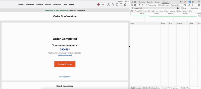 Mention Me post-purchase popup shown on live order confirmation page