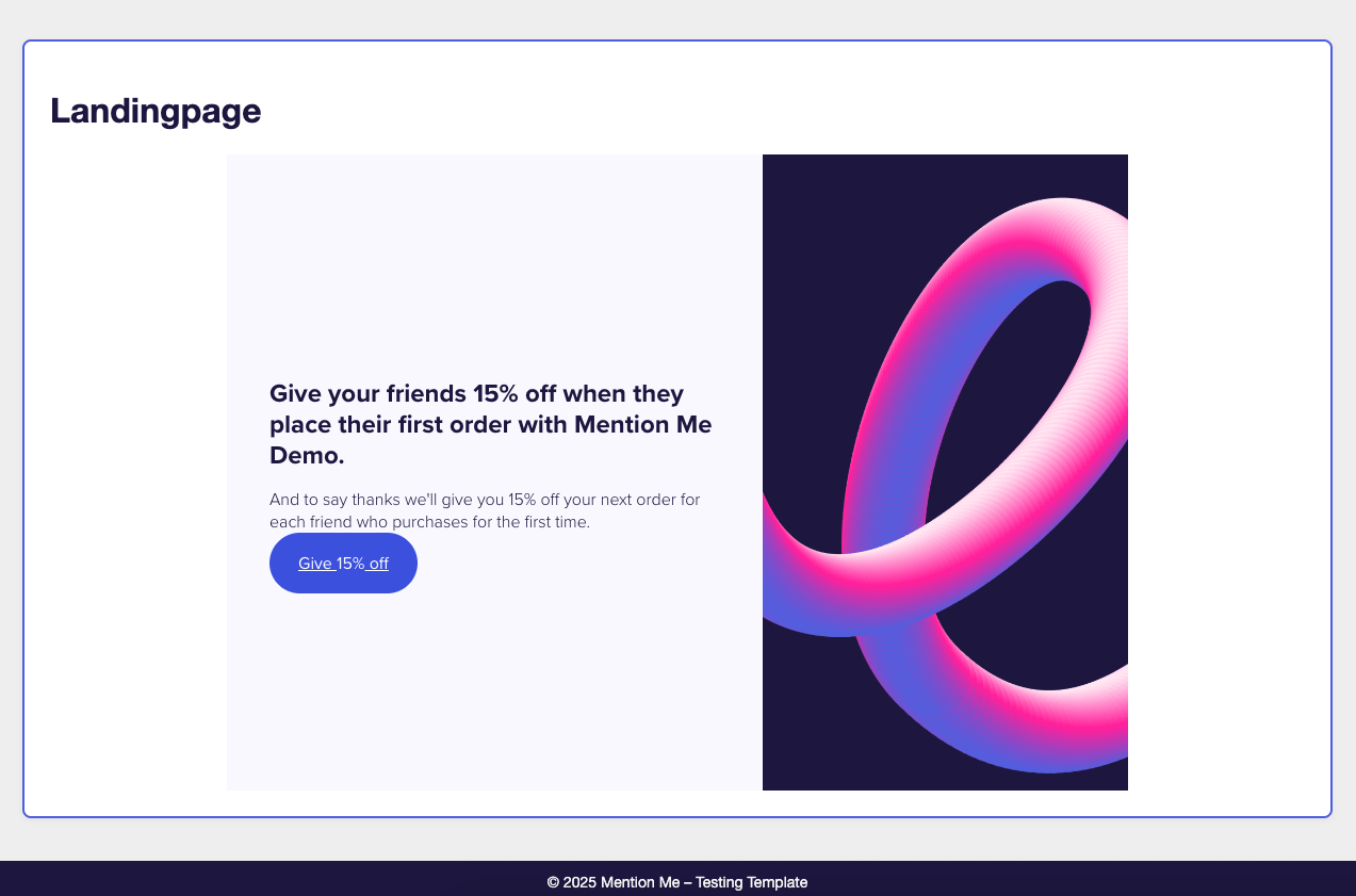 Network tab displaying request to Mention Me’s tag-demo environment