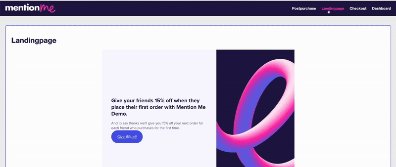 Referral landing page being previewed in a browser