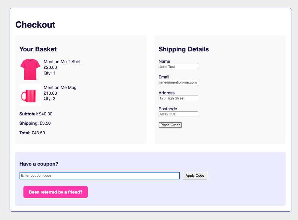 Network tab showing correctly-formed demo environment request