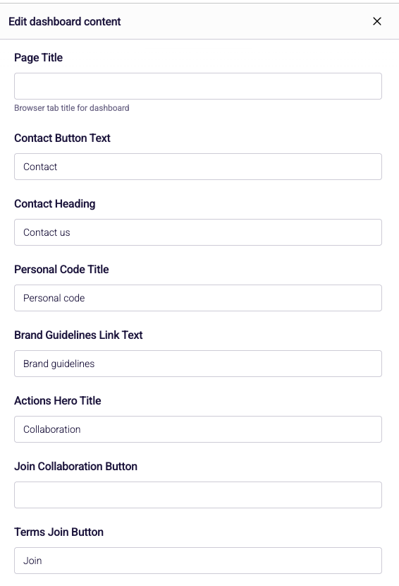 Screenshot of the Page Content editor