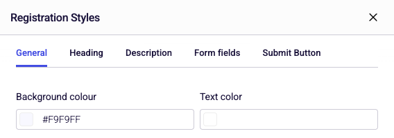 Screenshot of the Edit Style section with options to customize colours and fonts