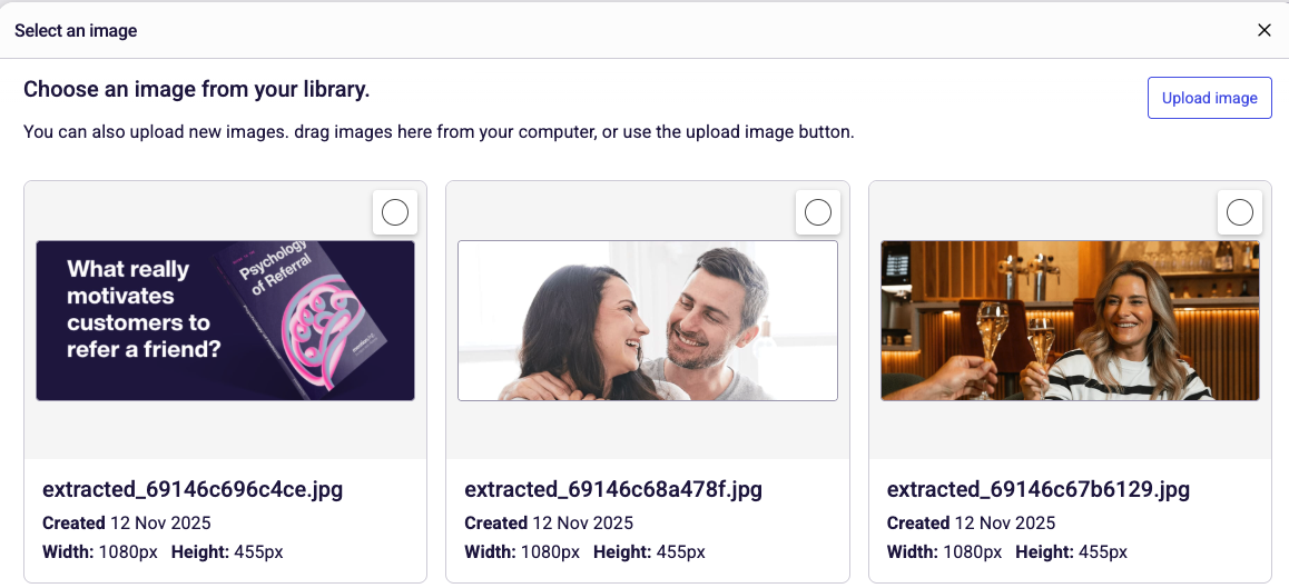 Screenshot showing the image upload area and the resulting banner image on the form