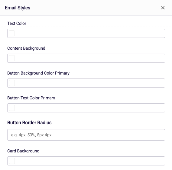 Preview of available style customisation features