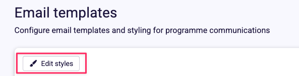 Email style editor showing button colour options