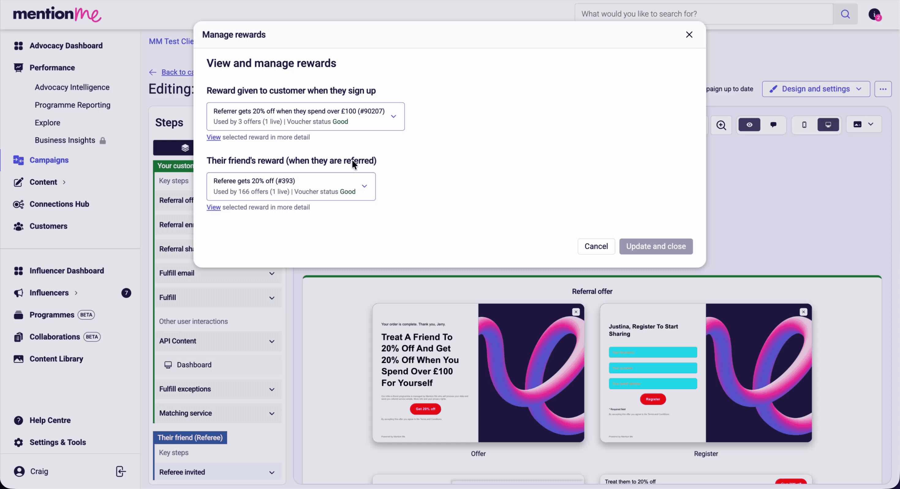 Changing the reward issue status from 'immediately' to 'after a delay' in the reward setup.