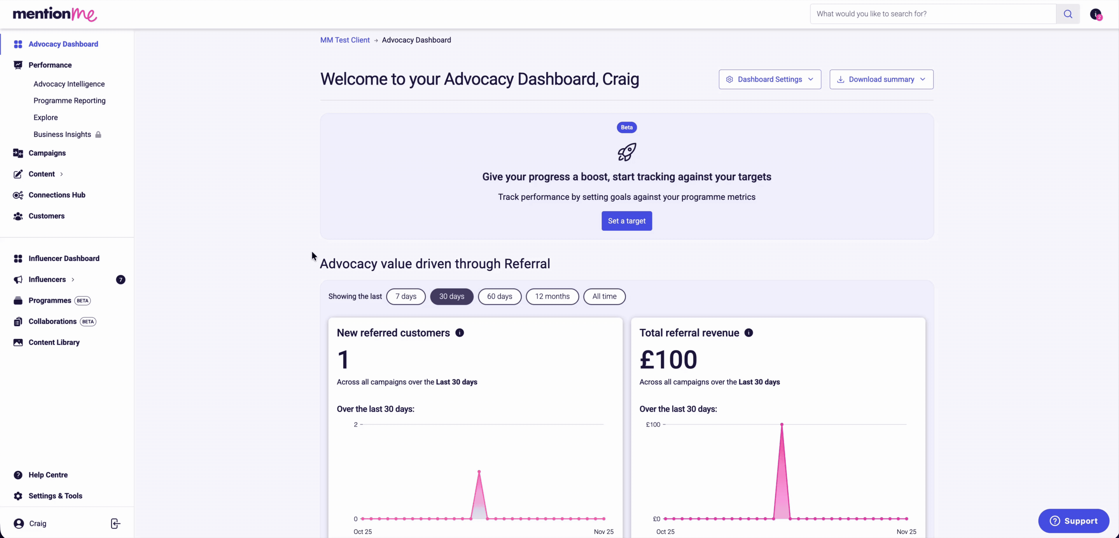 Screen recording showing the steps to add a new user in the Mention Me platform