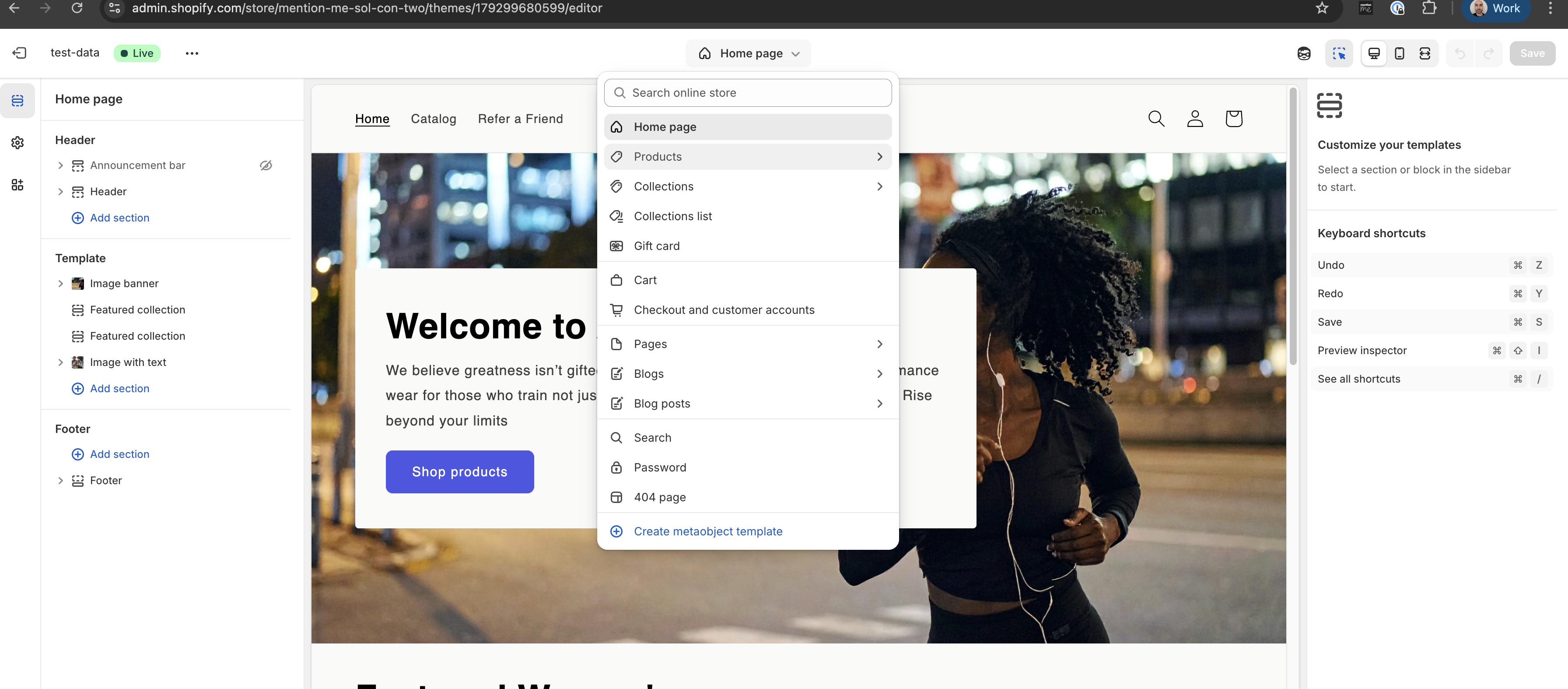 Selecting Product template