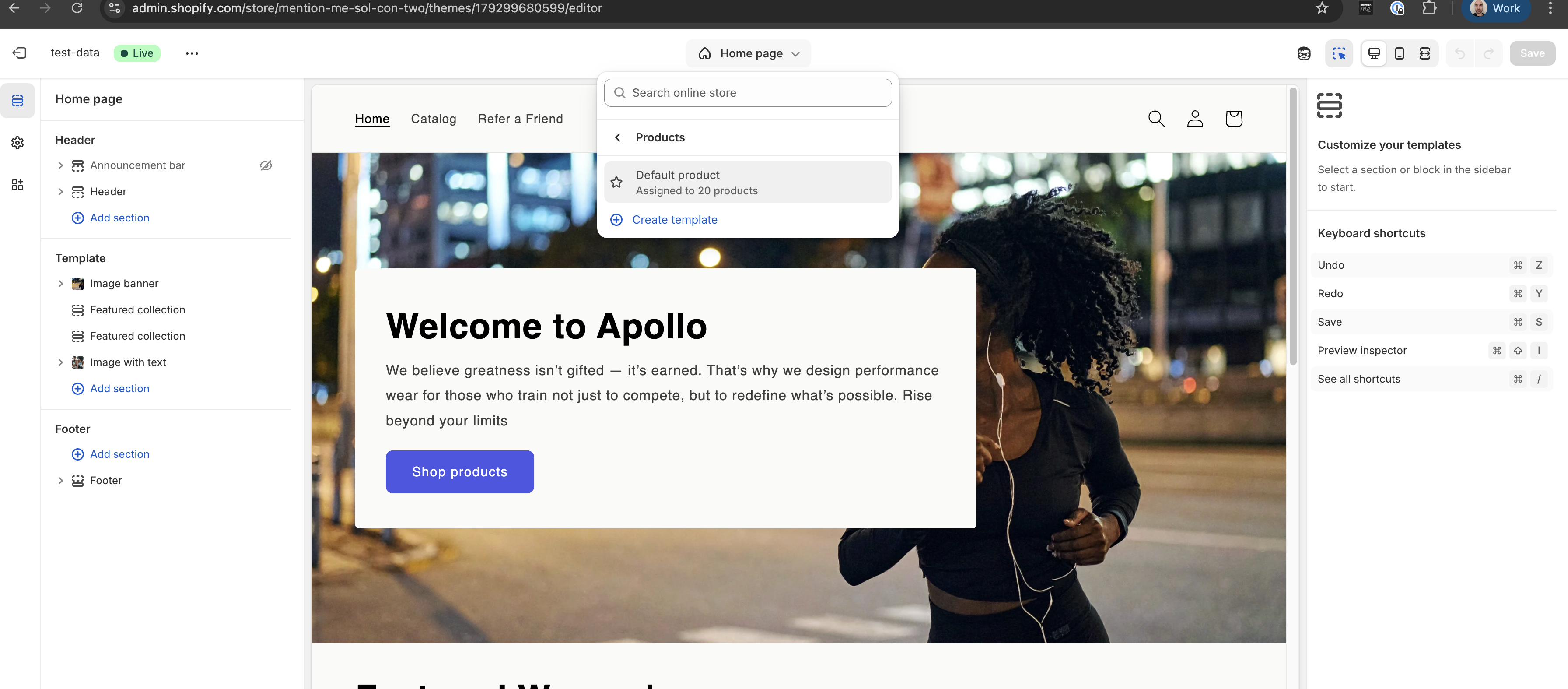 Additional Product template selection