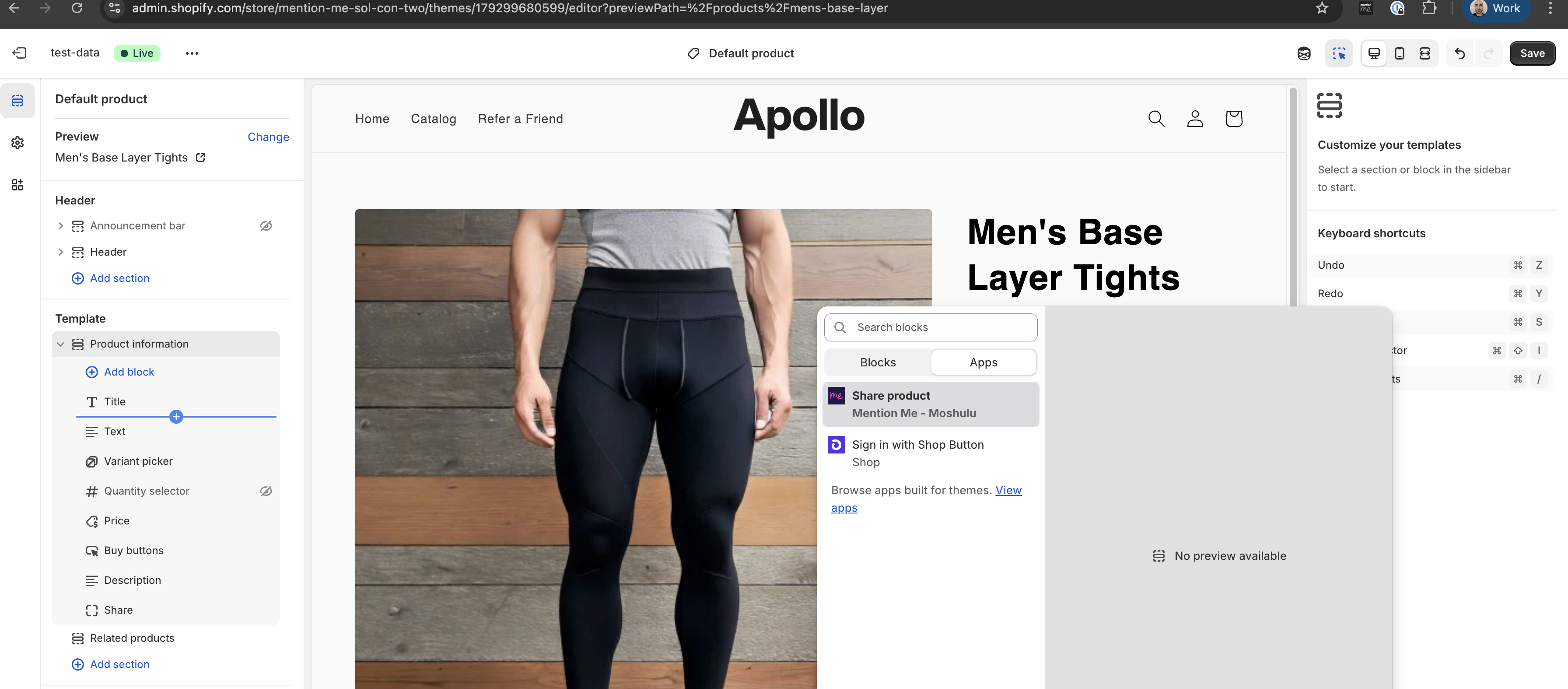 Select Share Product widget from Apps menu