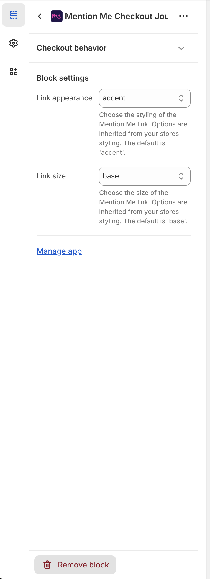 Second Mention Me block settings