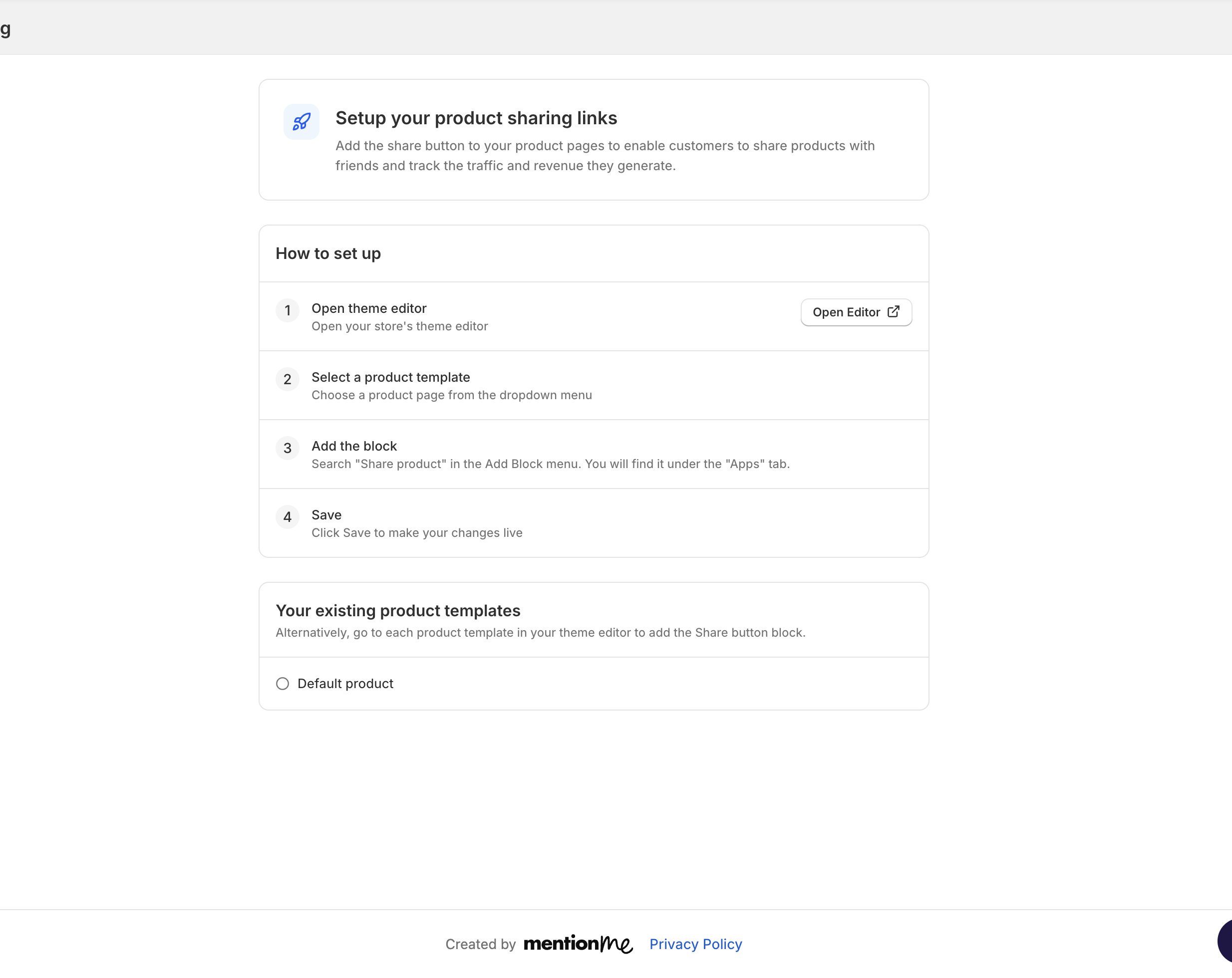 Prompt to open Shopify editor