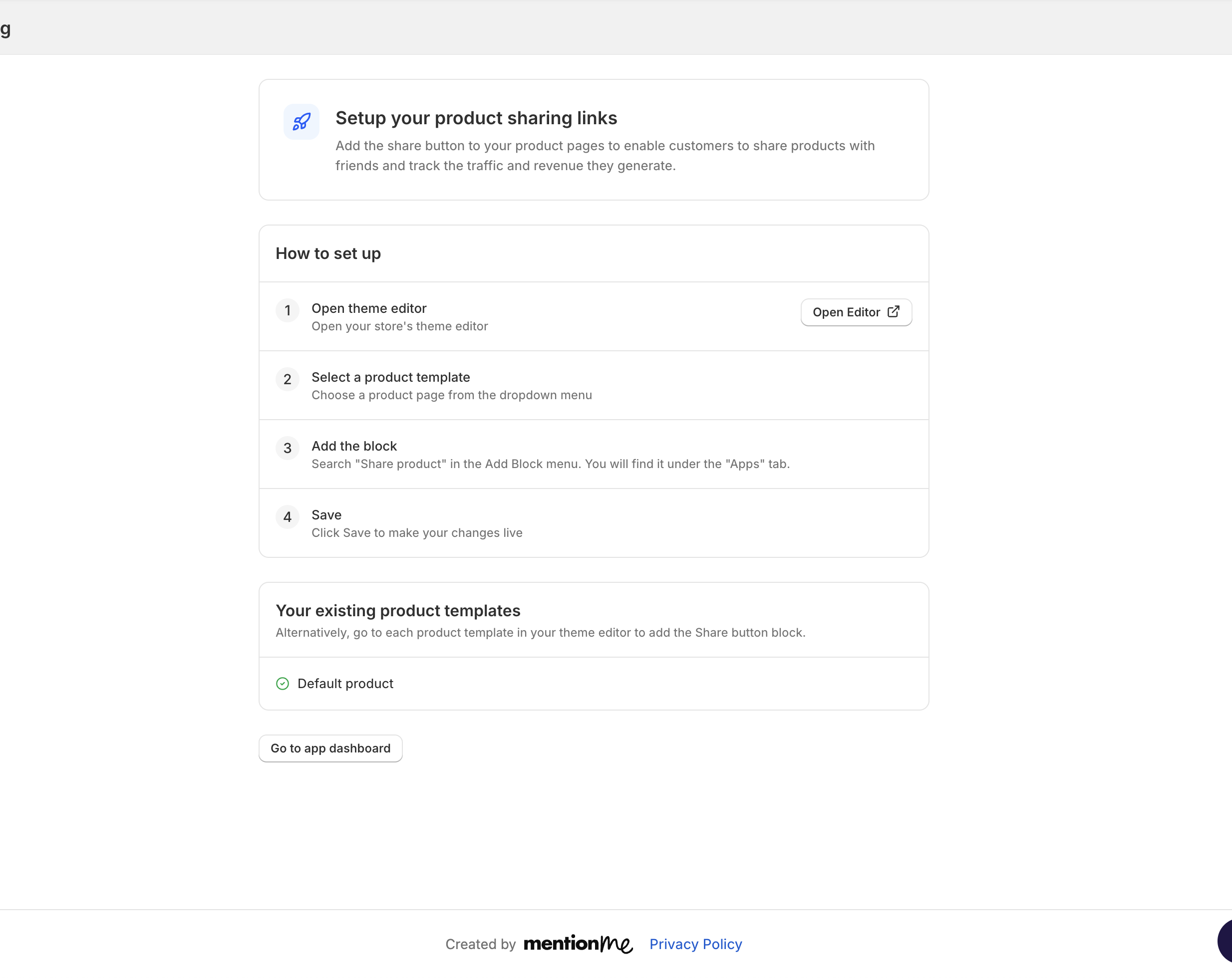 Mention Me dashboard data
