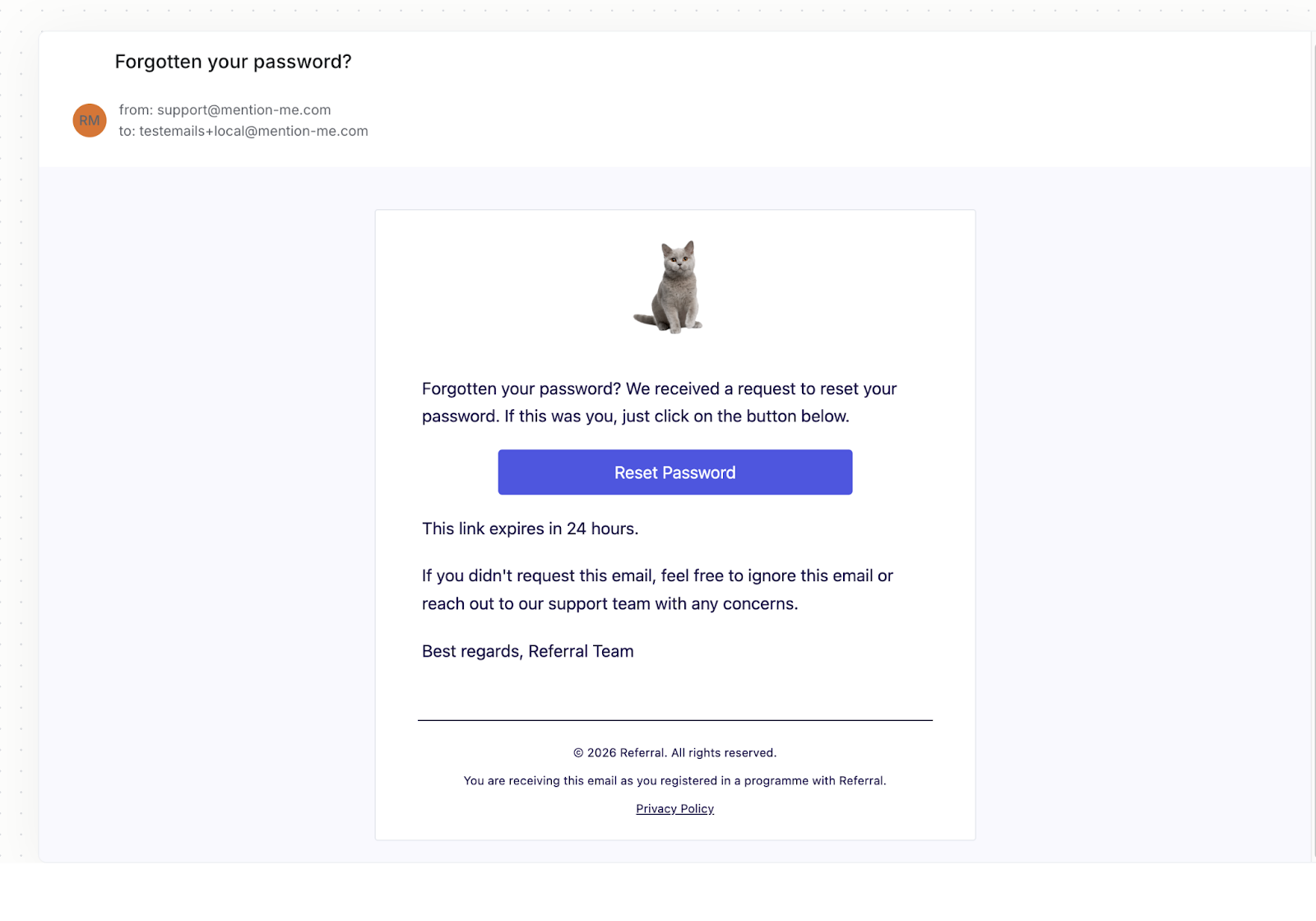 Forgot Password link on password screen
