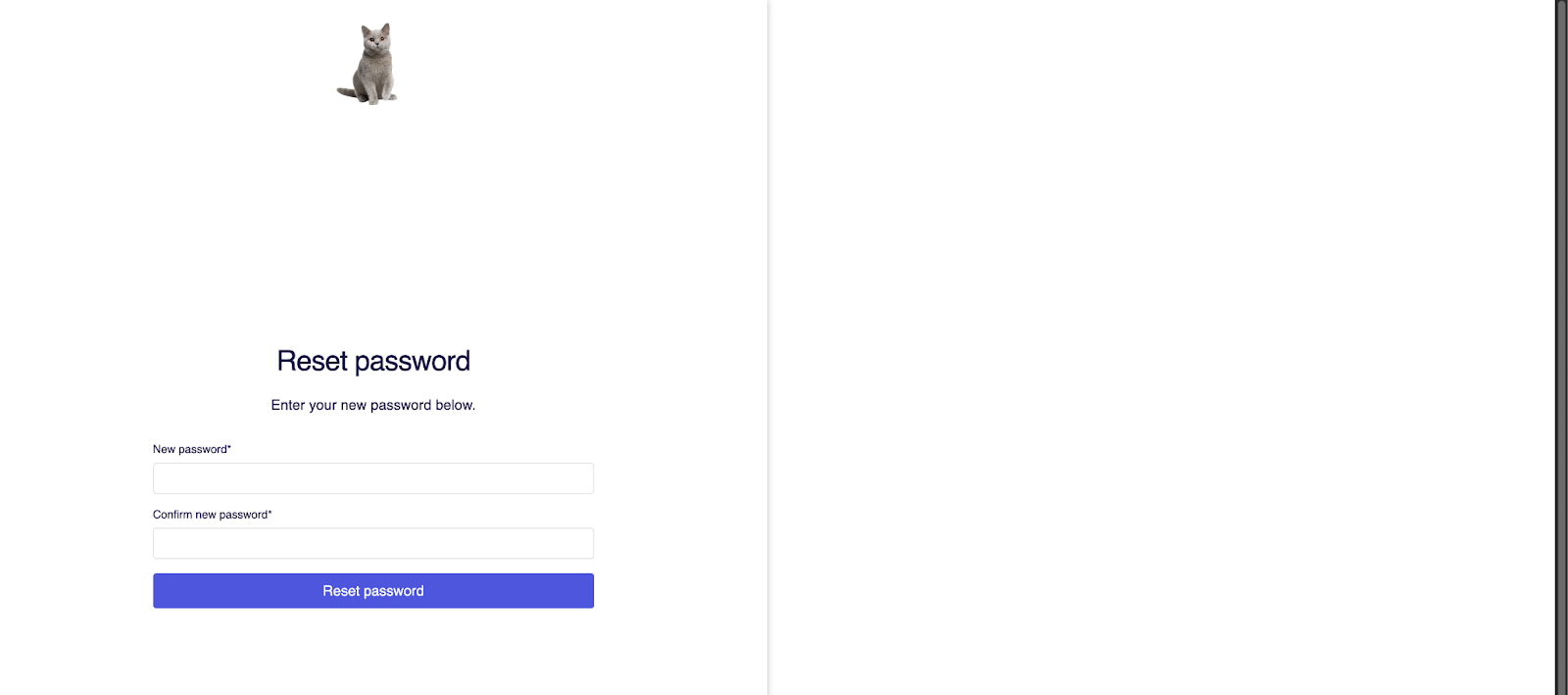 Password reset email with reset link