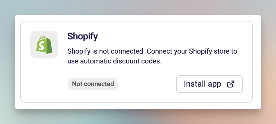 Integration card showing Not connected status with Install app button